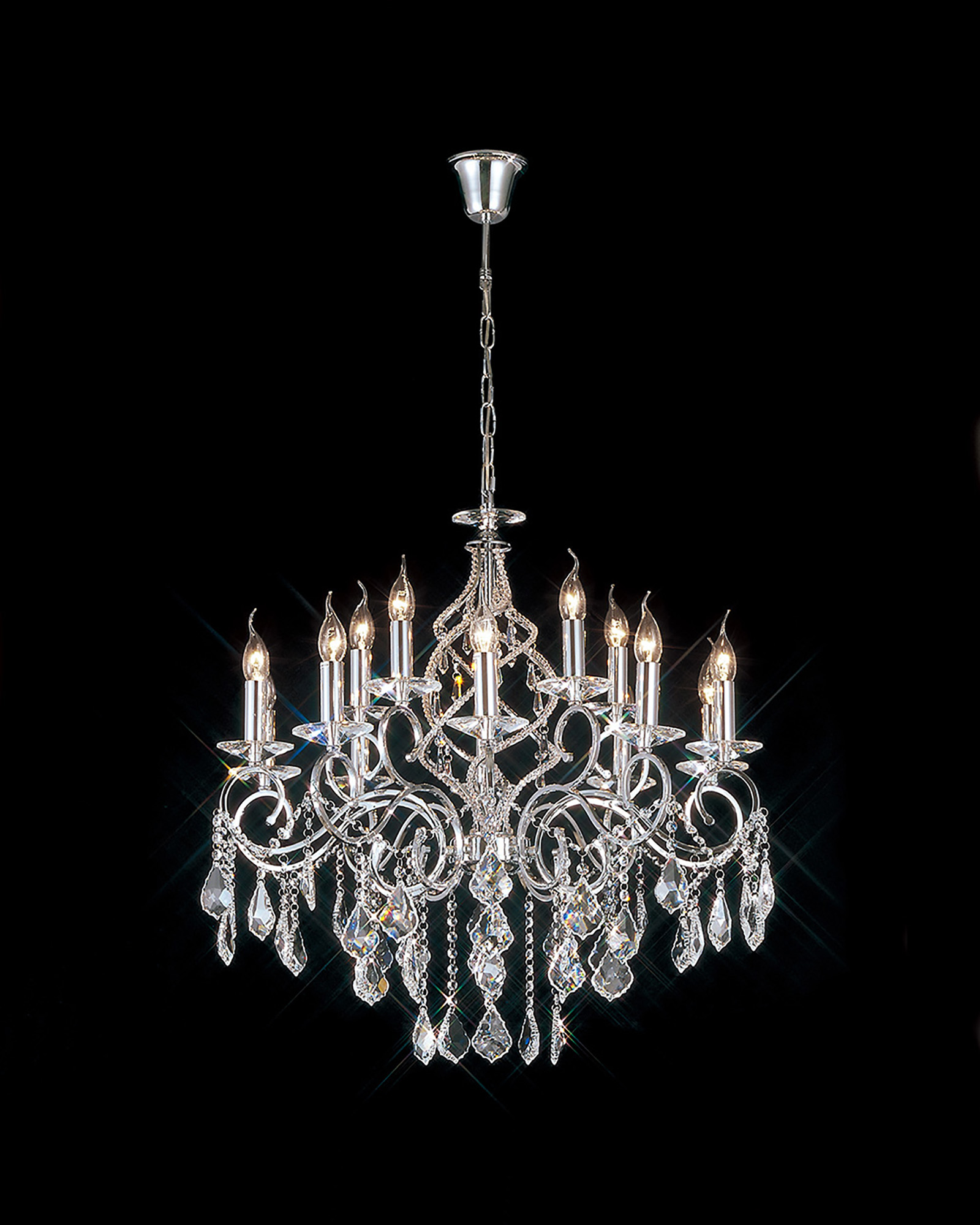 IL303110+5  Torino Crystal Chandelier 15 Light Polished Chrome